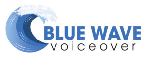 The Blue Wave Voiceover logo, a wave and text. 